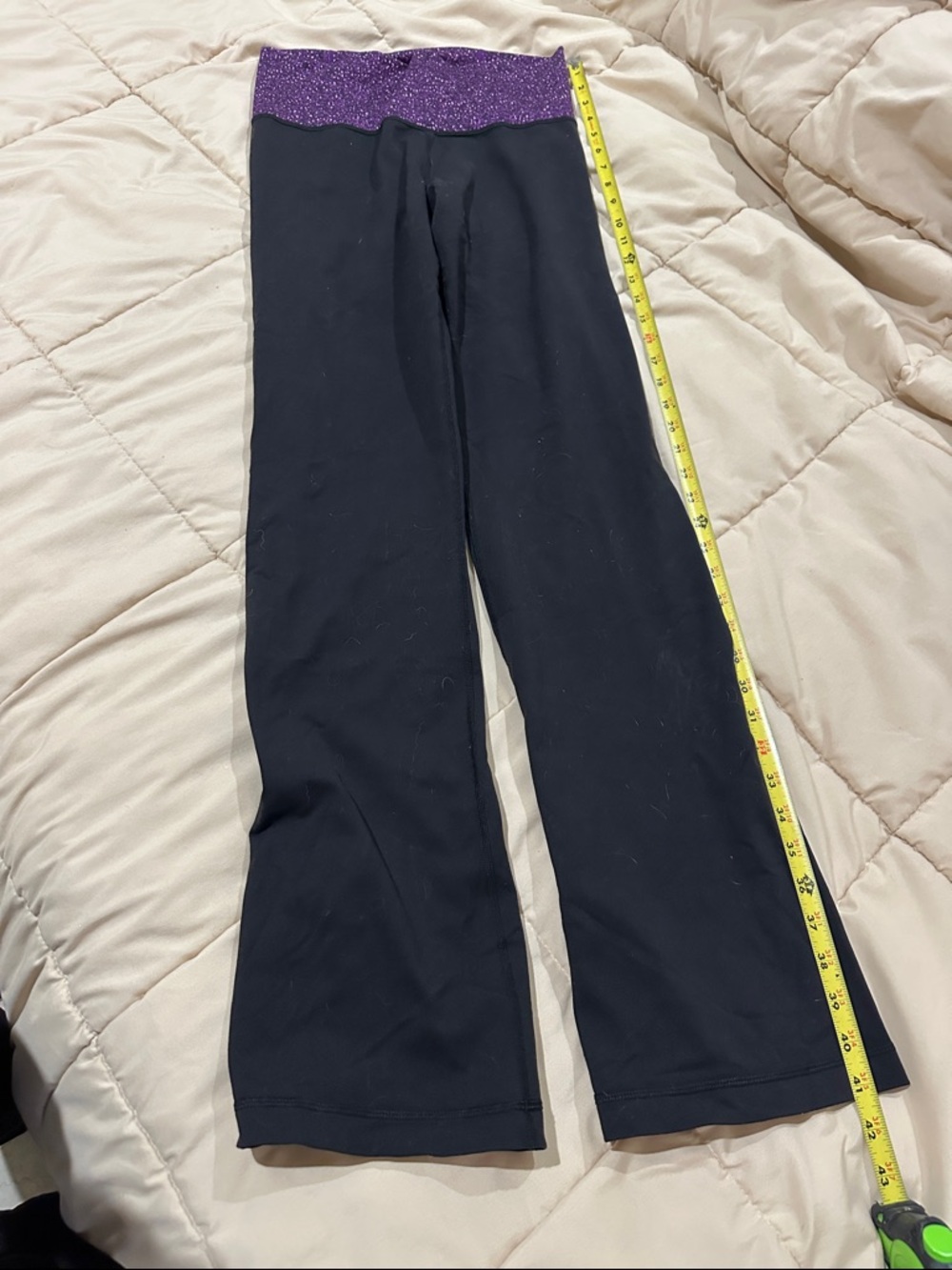 lululemon athletica Black Track Pants with Purple Waistband see pics